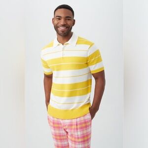 nwt Mr Turk Cisco Short Sleeve Polo Shirt Sunshine State Yellow White Striped S